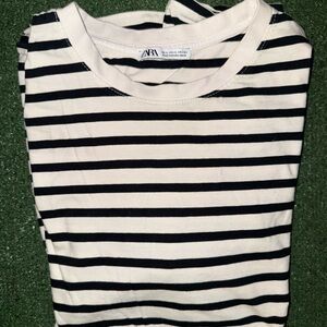 Zara Navy and White Striped Tee